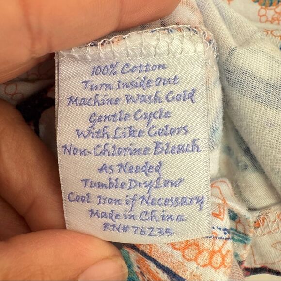 SUN BAY Womens XL Nautical Boat Anchor Print Cotton Short Sleeve Ruffle Neck Top - Picture 5 of 5